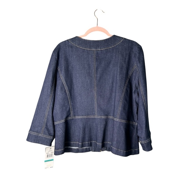 Lark Lane Dark Blue Denim Embellished Blazer - Picture 6 of 7